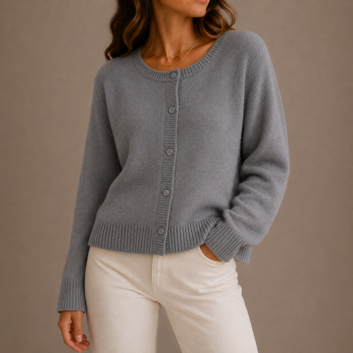 Women’s Knit Cardigan – Soft Button-Up Long Sleeve Round Neck Jumper – Cosy Knitwear for Women