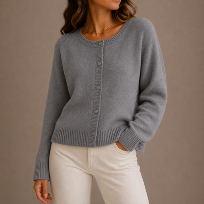 Women’s Knit Cardigan – Soft Button-Up Long Sleeve Round Neck Jumper – Cosy Knitwear for Women