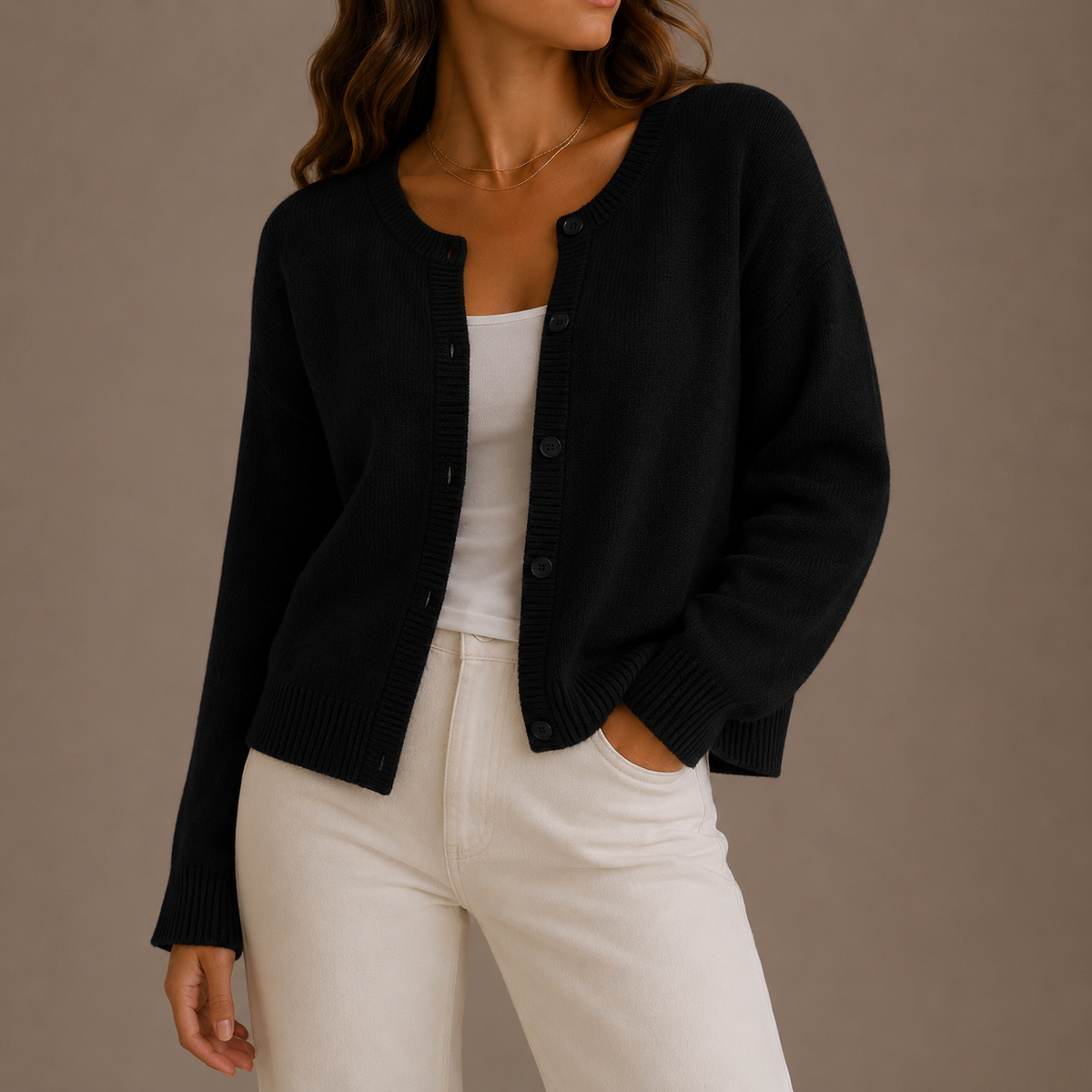 Women’s Knit Cardigan – Soft Button-Up Long Sleeve Round Neck Jumper – Cosy Knitwear for Women