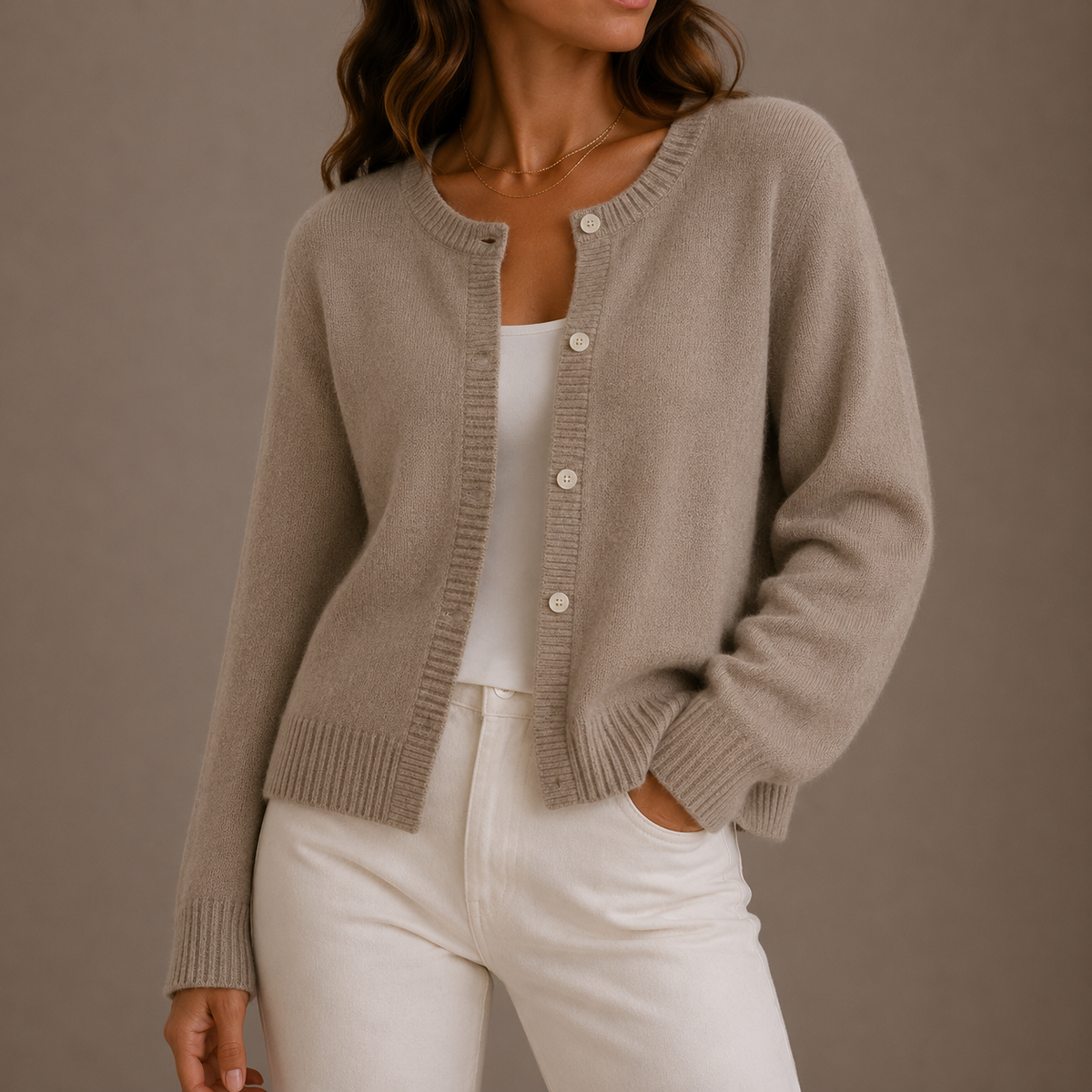 Women’s Knit Cardigan – Soft Button-Up Long Sleeve Round Neck Jumper – Cosy Knitwear for Women