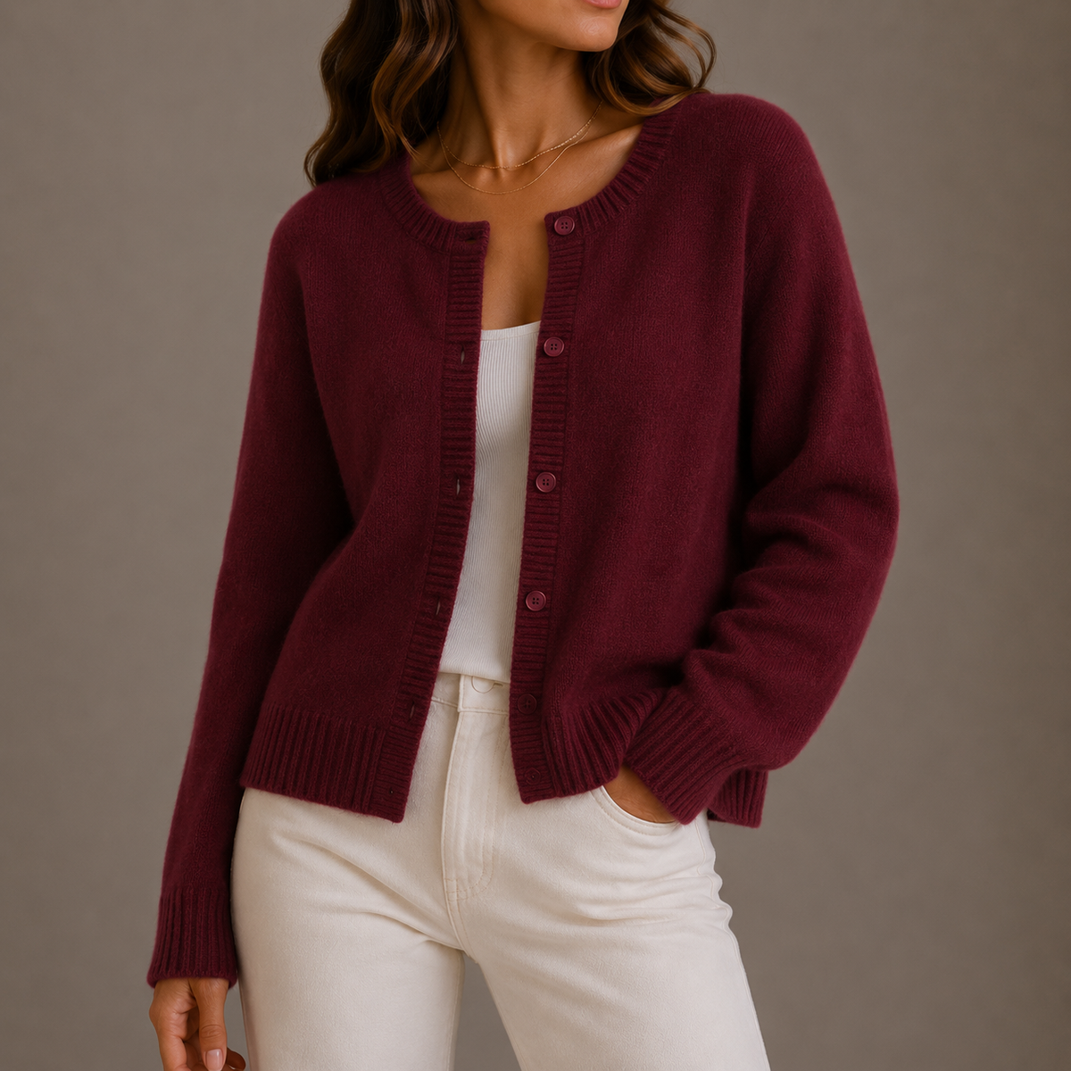 Women’s Knit Cardigan – Soft Button-Up Long Sleeve Round Neck Jumper – Cosy Knitwear for Women