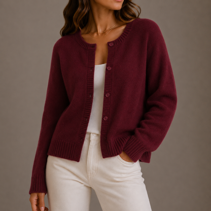 Women’s Knit Cardigan – Soft Button-Up Long Sleeve Round Neck Jumper – Cosy Knitwear for Women