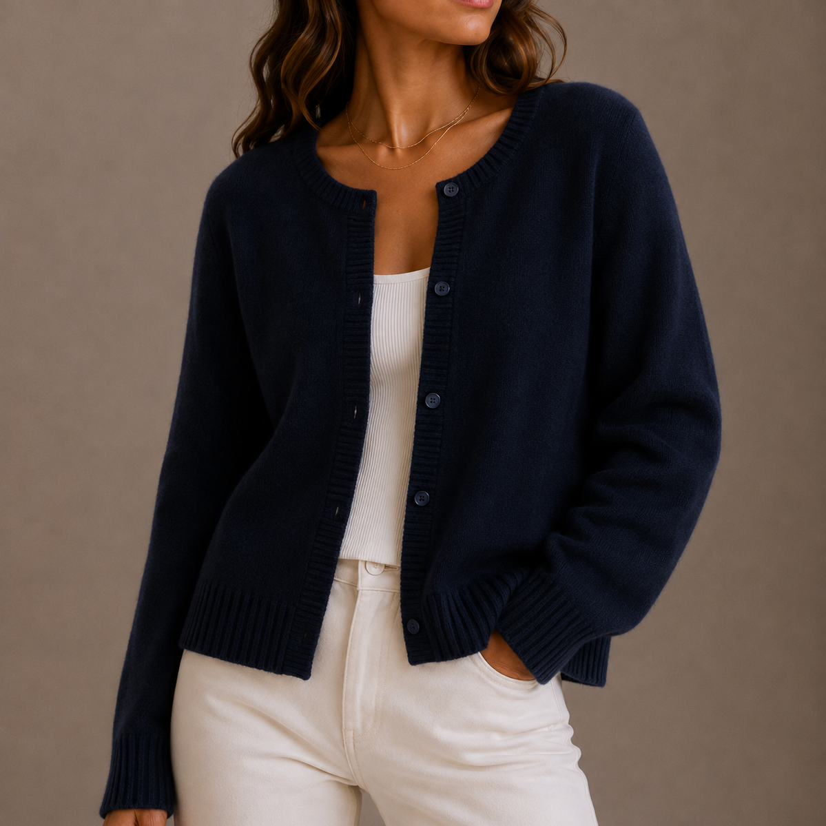 Women’s Knit Cardigan – Soft Button-Up Long Sleeve Round Neck Jumper – Cosy Knitwear for Women