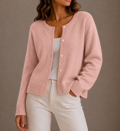 Women’s Knit Cardigan – Soft Button-Up Long Sleeve Round Neck Jumper – Cosy Knitwear for Women