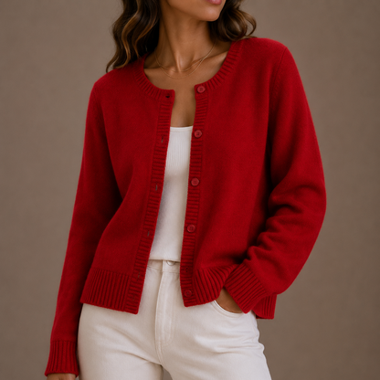Women’s Knit Cardigan – Soft Button-Up Long Sleeve Round Neck Jumper – Cosy Knitwear for Women