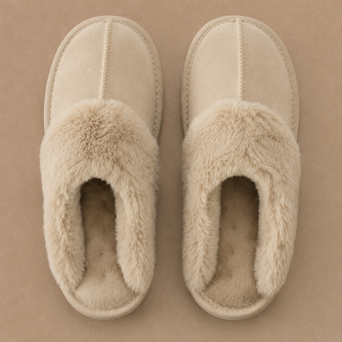 Women’s Suede Mule Slippers – Warm Fur Lined Indoor House Shoes – Comfortable Home Slippers for Women