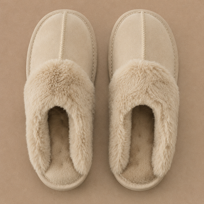 Women’s Suede Mule Slippers – Warm Fur Lined Indoor House Shoes – Comfortable Home Slippers for Women