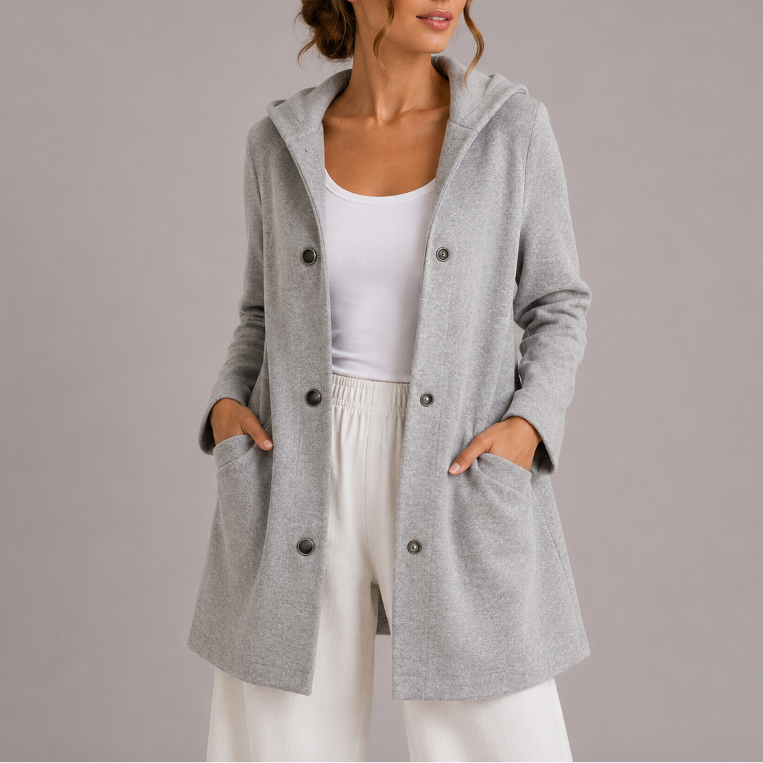 Women's Casual Hooded Cardigan with Pockets