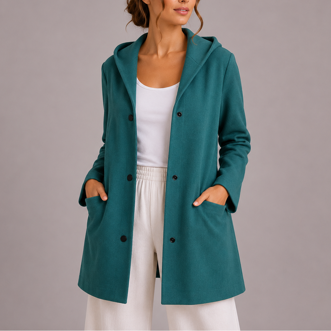 Women's Casual Hooded Cardigan with Pockets