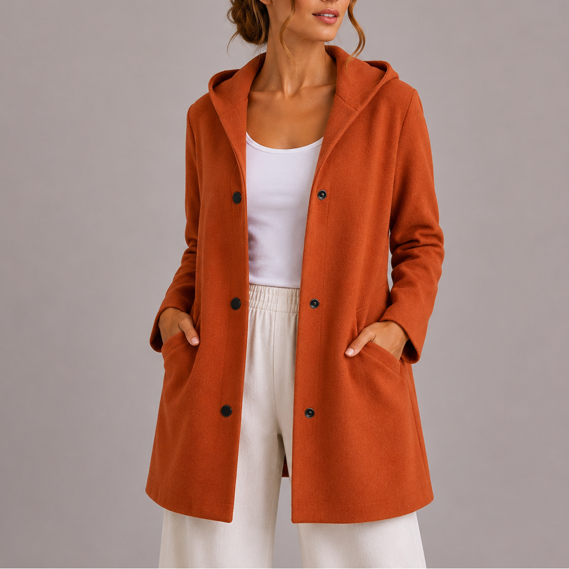 Women's Casual Hooded Cardigan with Pockets