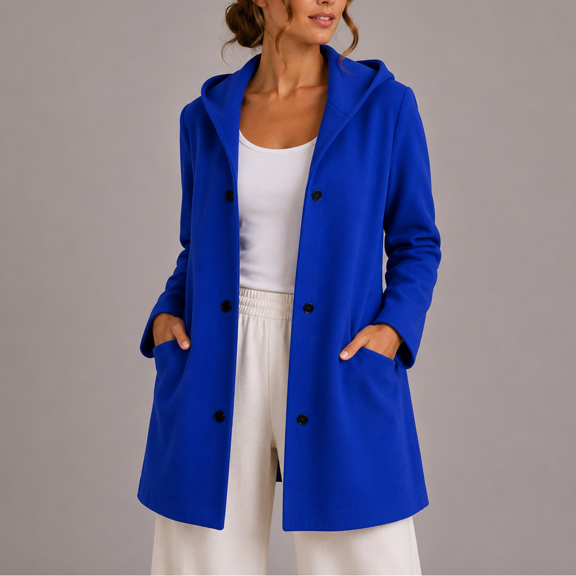Women's Casual Hooded Cardigan with Pockets