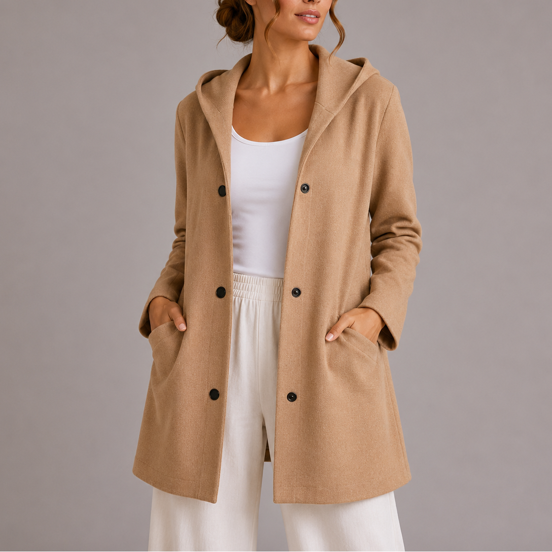 Women's Casual Hooded Cardigan with Pockets