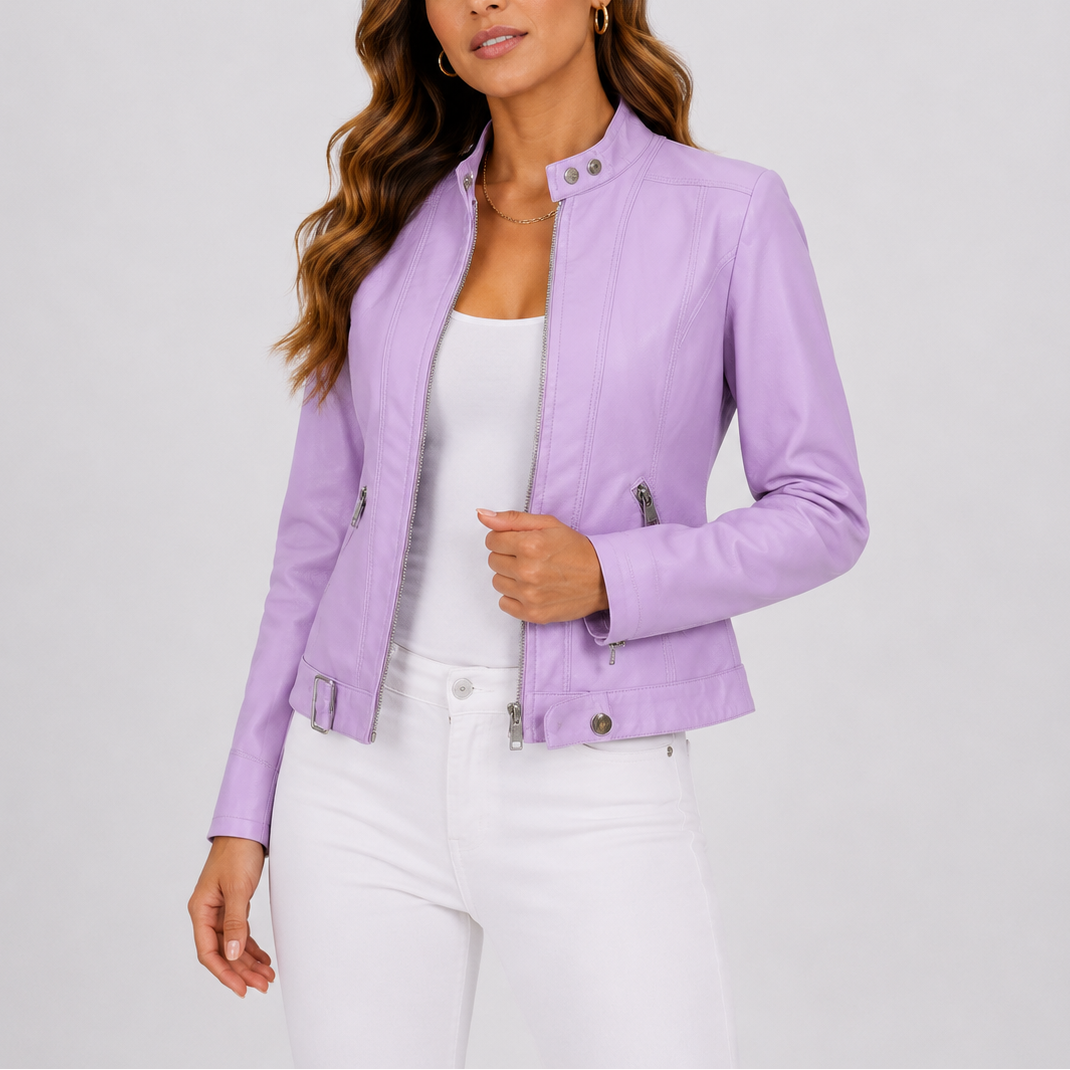 Women's Classic Leather Jacket with Zip Pockets – Everyday Outerwear UK
