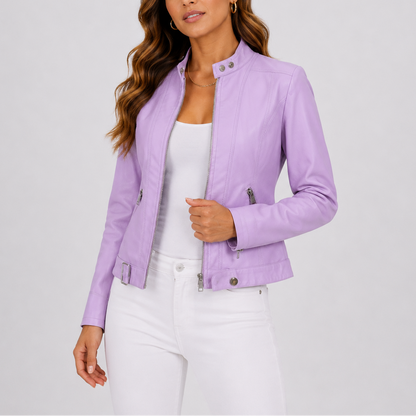 Women's Classic Leather Jacket with Zip Pockets – Everyday Outerwear UK