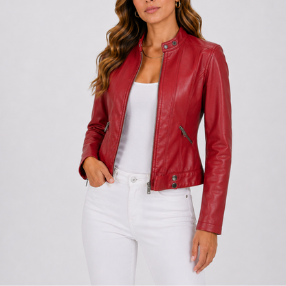 Women's Classic Leather Jacket with Zip Pockets – Everyday Outerwear UK
