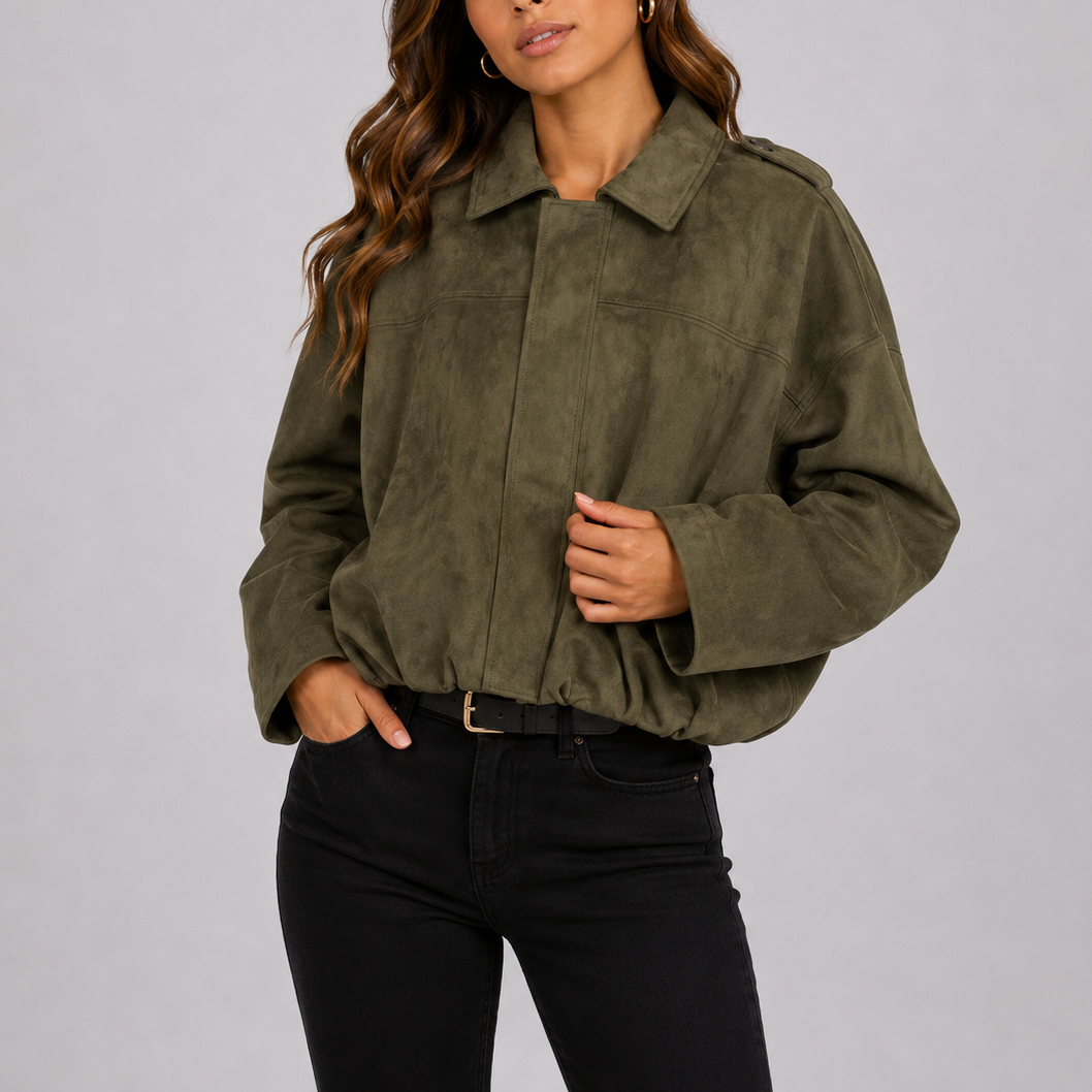 Women's Oversized Suede Bomber Jacket – Refresh Everyday