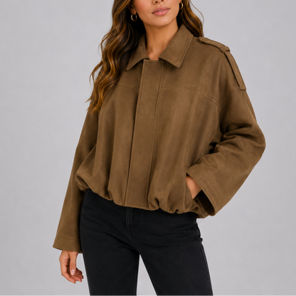 Women's Oversized Suede Bomber Jacket – Refresh Everyday