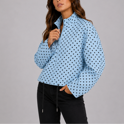 Women's Everyday Polka Dot Bomber Jacket – Lightweight Autumn Layer