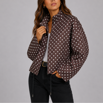 Women's Everyday Polka Dot Bomber Jacket – Lightweight Autumn Layer