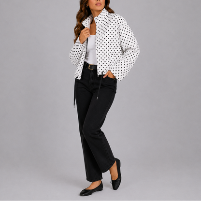 Women's Everyday Polka Dot Bomber Jacket – Lightweight Autumn Layer