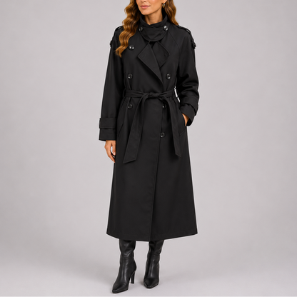 Women's Tailored Trench Coat with Waist Belt