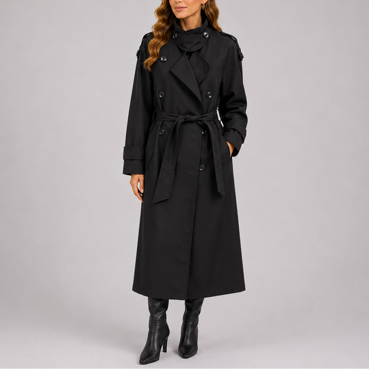 Women's Tailored Trench Coat with Waist Belt