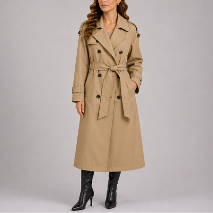 Women's Tailored Trench Coat with Waist Belt