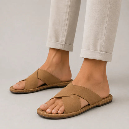 Unisex Suede Cross-Strap Sandals | Breathable Summer Comfort – Comfortable Summer Footwear UK