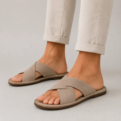 Unisex Suede Cross-Strap Sandals | Breathable Summer Comfort – Comfortable Summer Footwear UK