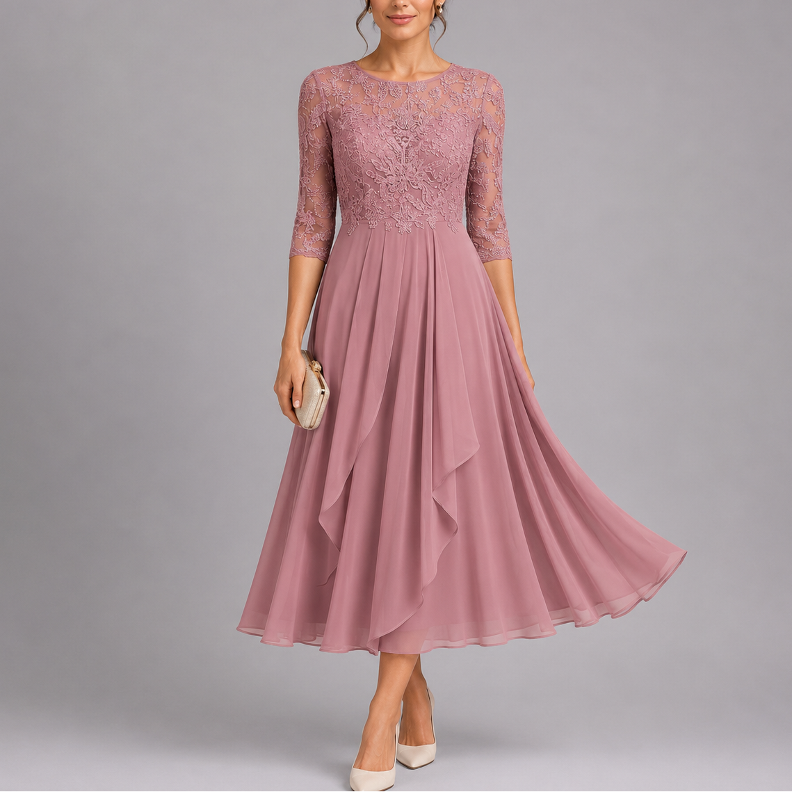 Women's Embroidered Lace Midi Dress | Wedding Guest