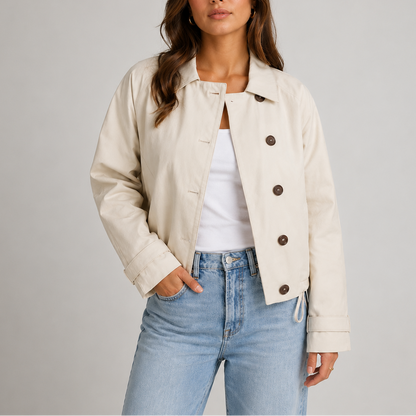 Women's Cropped Jacket | Button Front & Classic Collar – Everyday Outerwear UK