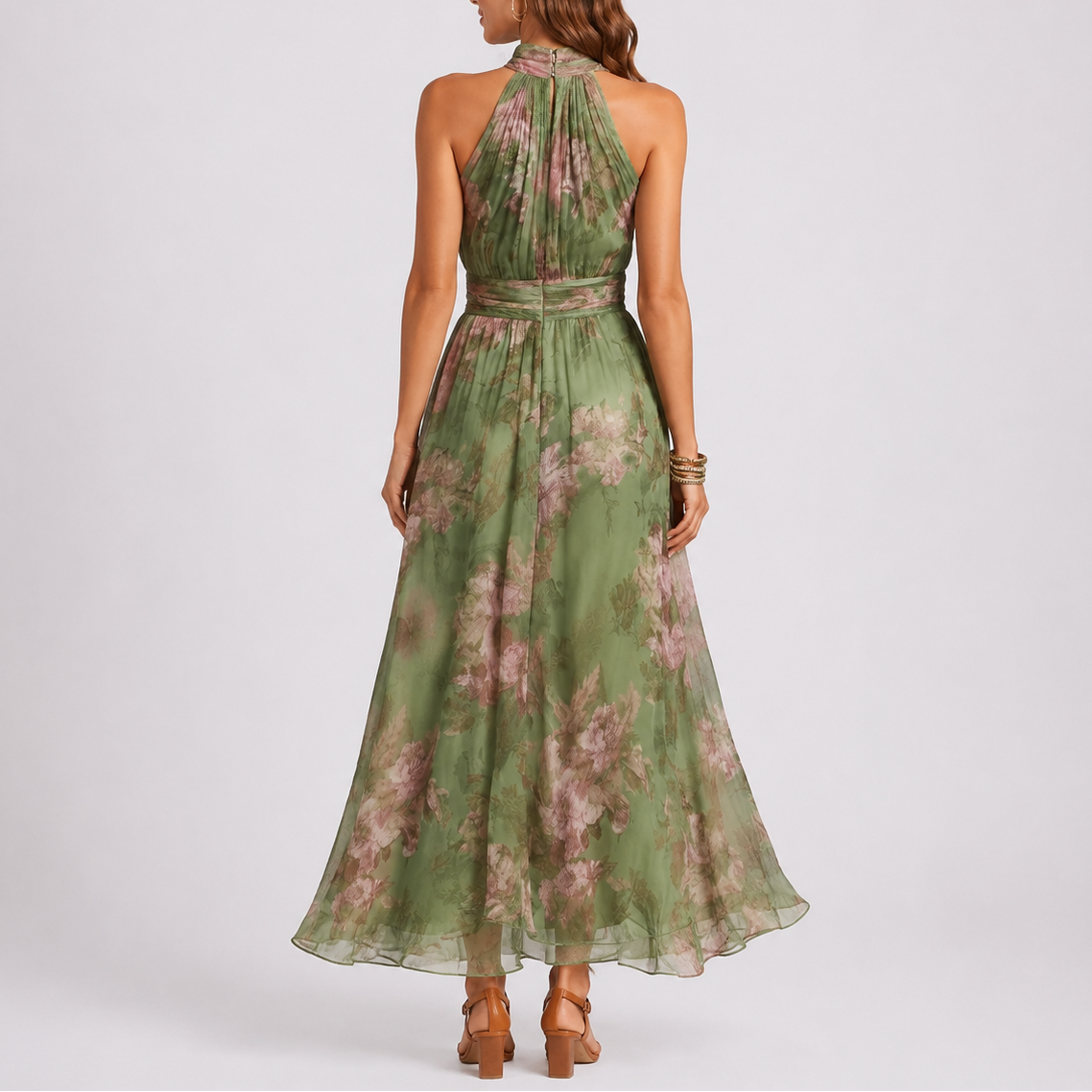 Women's Stylish Floral Halterneck Maxi Dress – Elegant Occasion Wear UK