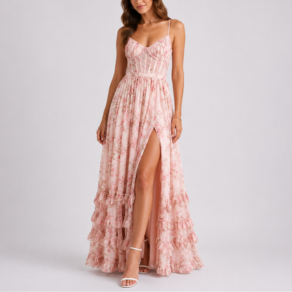 Women's Floral Corset Maxi Dress – Flattering Fit for Women