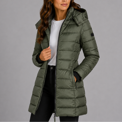 Women's Long Hooded Puffer Jacket | Insulated Winter Coat – Transitional Season Essential