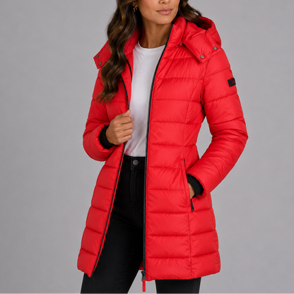 Women's Long Hooded Puffer Jacket | Insulated Winter Coat – Transitional Season Essential