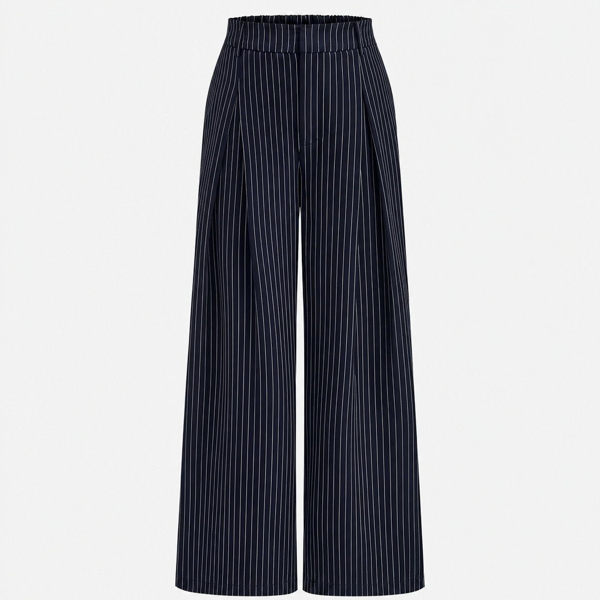 Women's Pinstripe Co Ord Set Wrap Top Wide Leg Trousers