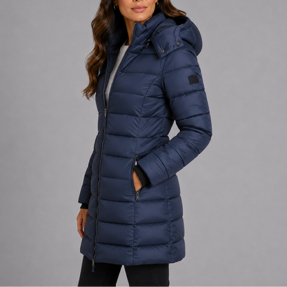 Women's Long Hooded Puffer Jacket | Insulated Winter Coat – Transitional Season Essential