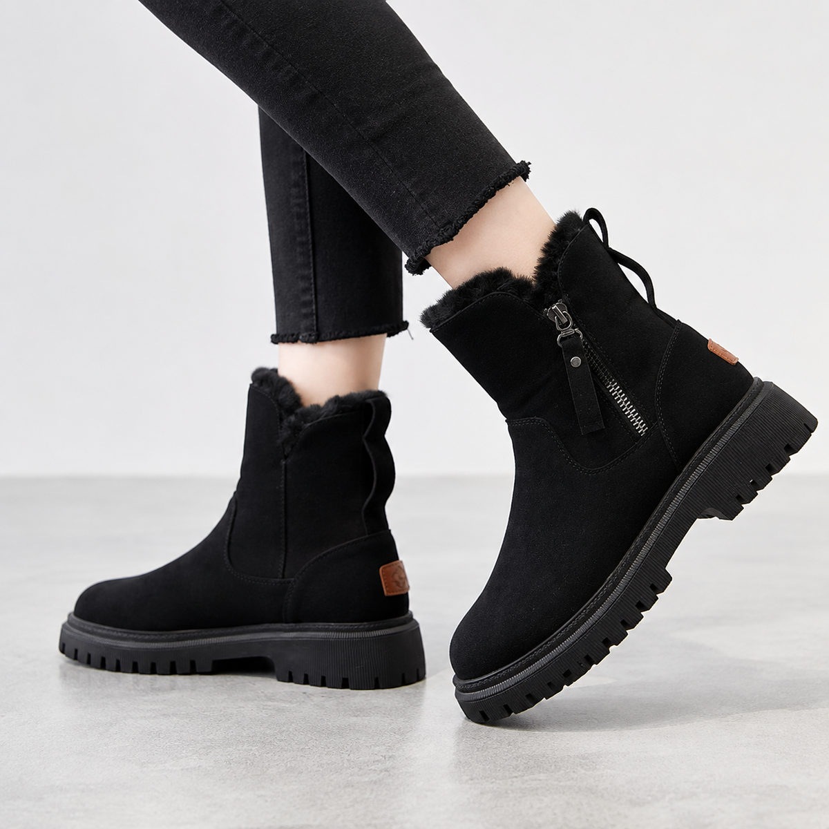 Women's Winter Ankle Boots | Faux Fur Lined Chunky Sole Boots – Everyday Comfort Boot