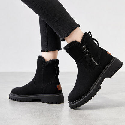 Women's Winter Ankle Boots | Faux Fur Lined Chunky Sole Boots – Everyday Comfort Boot