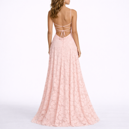 Maxi Dress with Open Back & Floral Texture – Elegant Occasion Wear UK