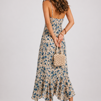 Women’s Floral Summer Midi Dress with Spaghetti Straps – Elegant Occasion Wear UK