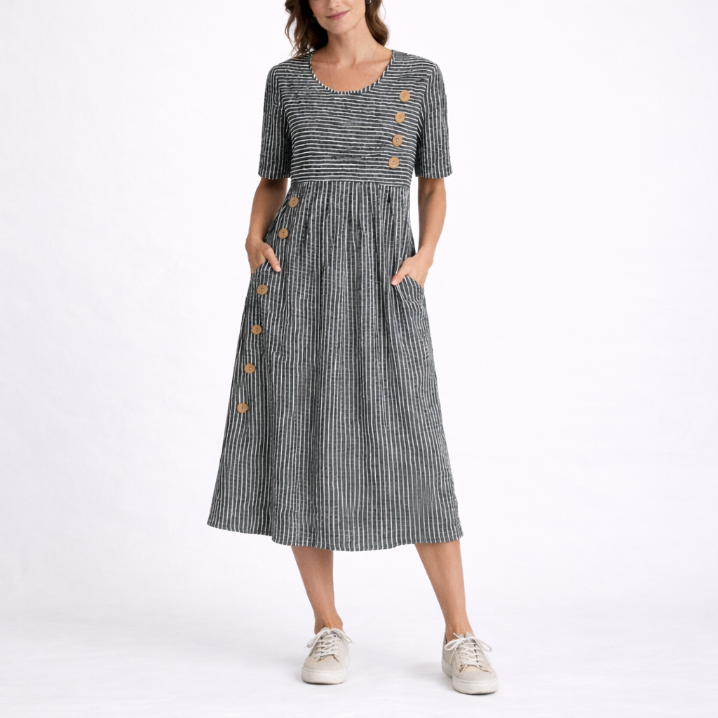 Women's Striped Midi Dress – Effortless Lightweight