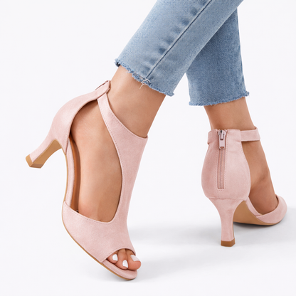 Women’s Heeled Sandals – Cushioned Support, Stylish Cut-Out Design – Comfortable Summer Footwear UK