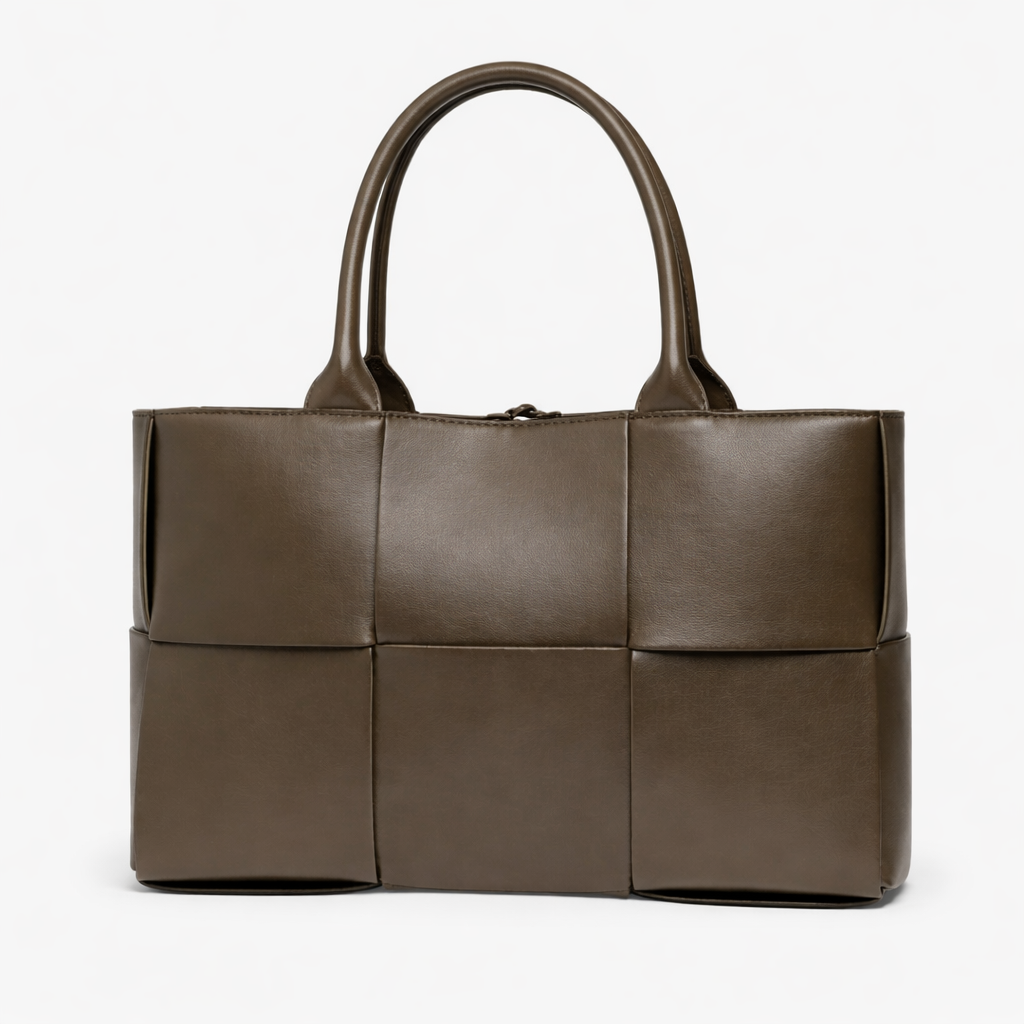 Luxury Woven Tote Bag – Soft Vegan Leather – Versatile Shoulder Essential