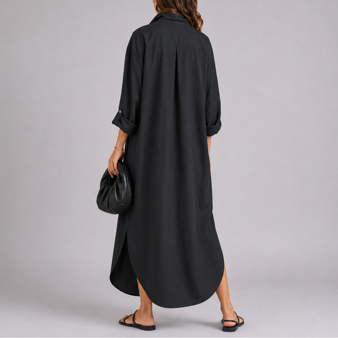 Relaxed Linen Shirt Maxi Dress – Lightweight & Effortless – Flattering Fit for Women