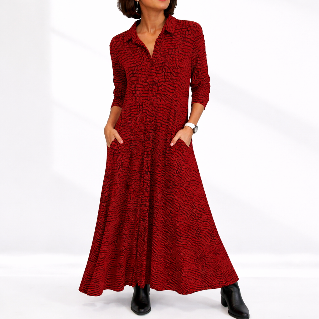 Women’s Stylish Midi Dress – Relaxed Fit with Pockets – Elegant Occasion Wear UK