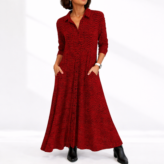Women’s Stylish Midi Dress – Relaxed Fit with Pockets – Elegant Occasion Wear UK