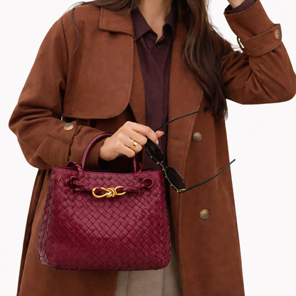 Woven Luxury Tote Bag – Soft Vegan Leather Everyday Shoulder Bag – Spacious Everyday Carryall