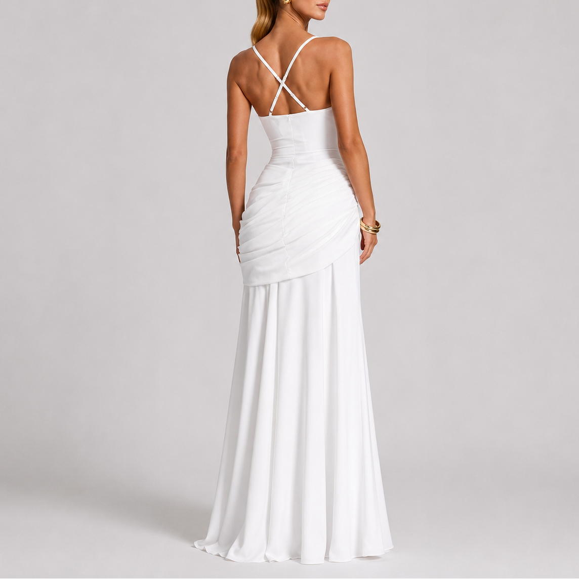 Women’s Stylish Ruched Maxi Evening Dress – Flattering Fit for Women