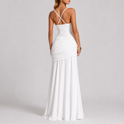 Women’s Stylish Ruched Maxi Evening Dress – Flattering Fit for Women